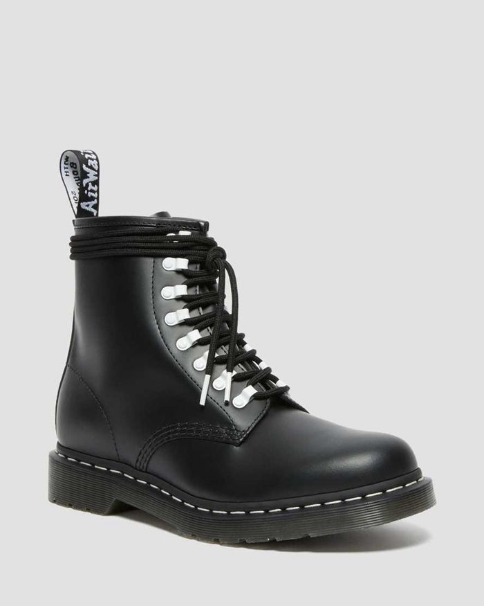 Dr Martens Mens 1460 Contrast Hardware Leather Lace Up Ankle Boots Black - 38926FOKT